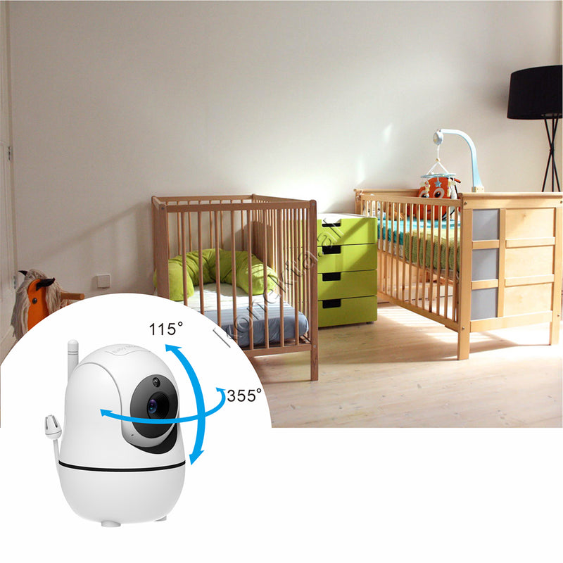 Kamera 360° për Monitorimin e Foshnjës, me Ekran 7 inç, Mikrofon të Integruar, Komunikim i Dyanshëm deri në 300m, Sensor Temperature
