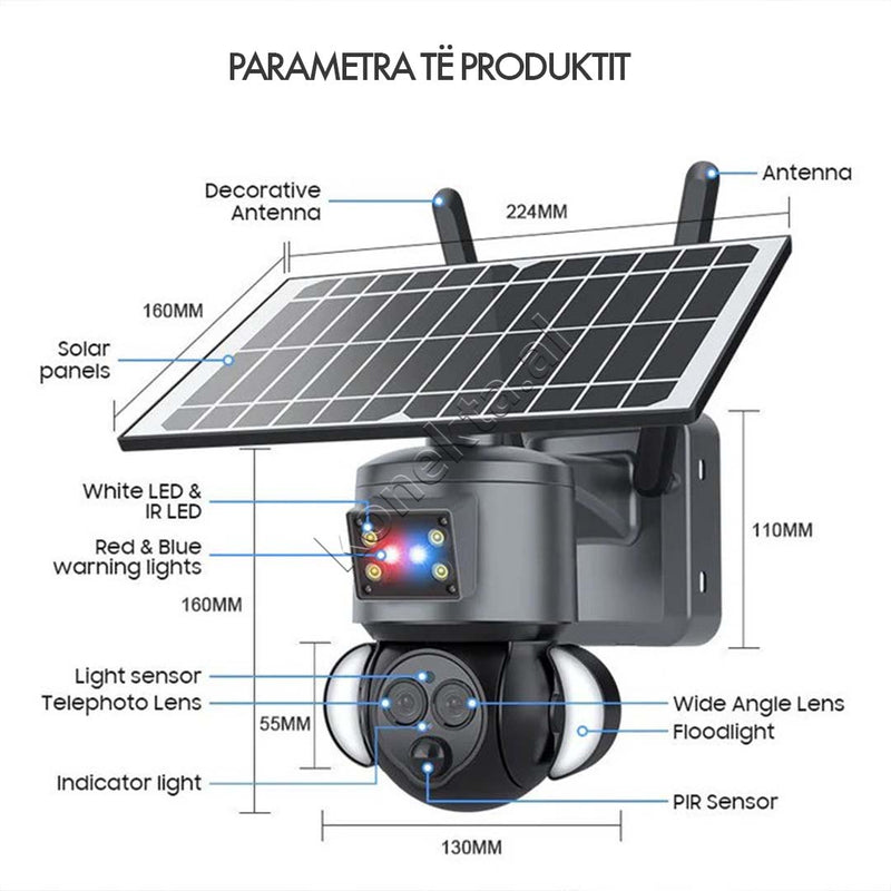 Kamera Sigurie Per Shtepi Outdoor 3MP Me Panel Solar