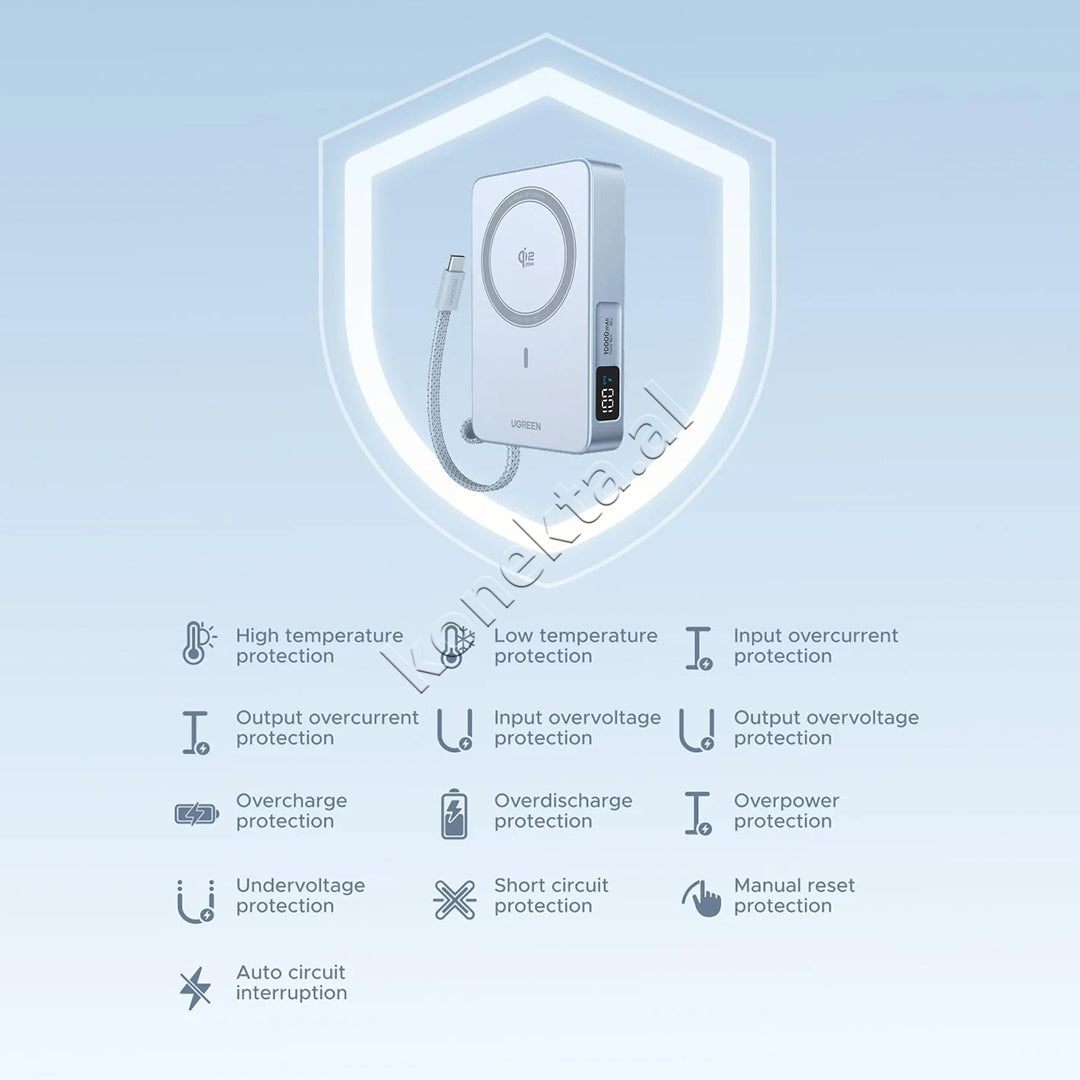 Bateri E Jashtme Magnetike Wireless Qi2 25W 10'000mAh Ugreen