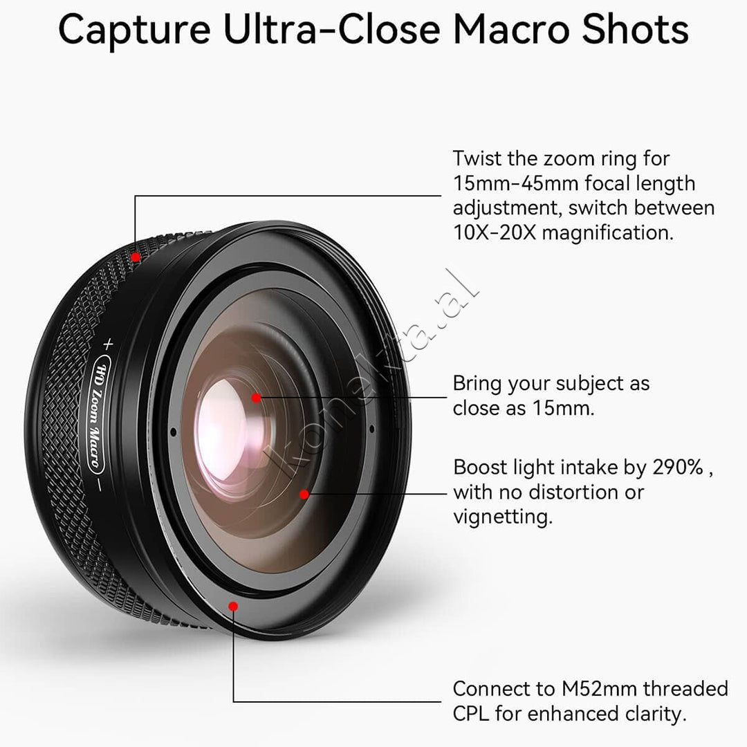 Lente Makro Profesionale 10X–20X Per Smartphone Apexel