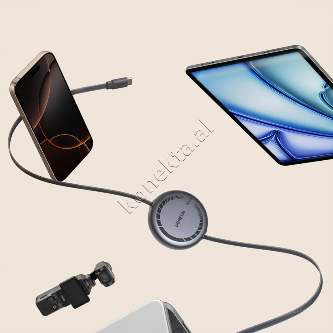 Kabllo Inteligjente USB-C 100W 1m Me Terheqje Automatike Ugreen