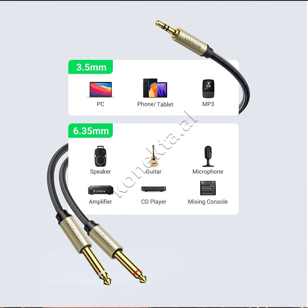 Kabell Audio 3.5mm Ne 2x6.35mm 2m Ugreen