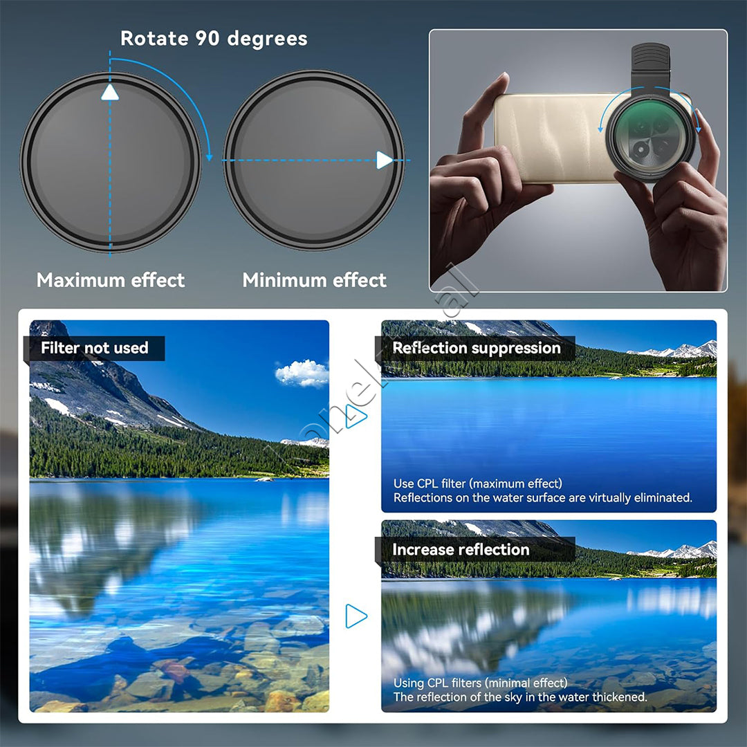Filter CPL Profesional 52mm Per Smartphone Apexel