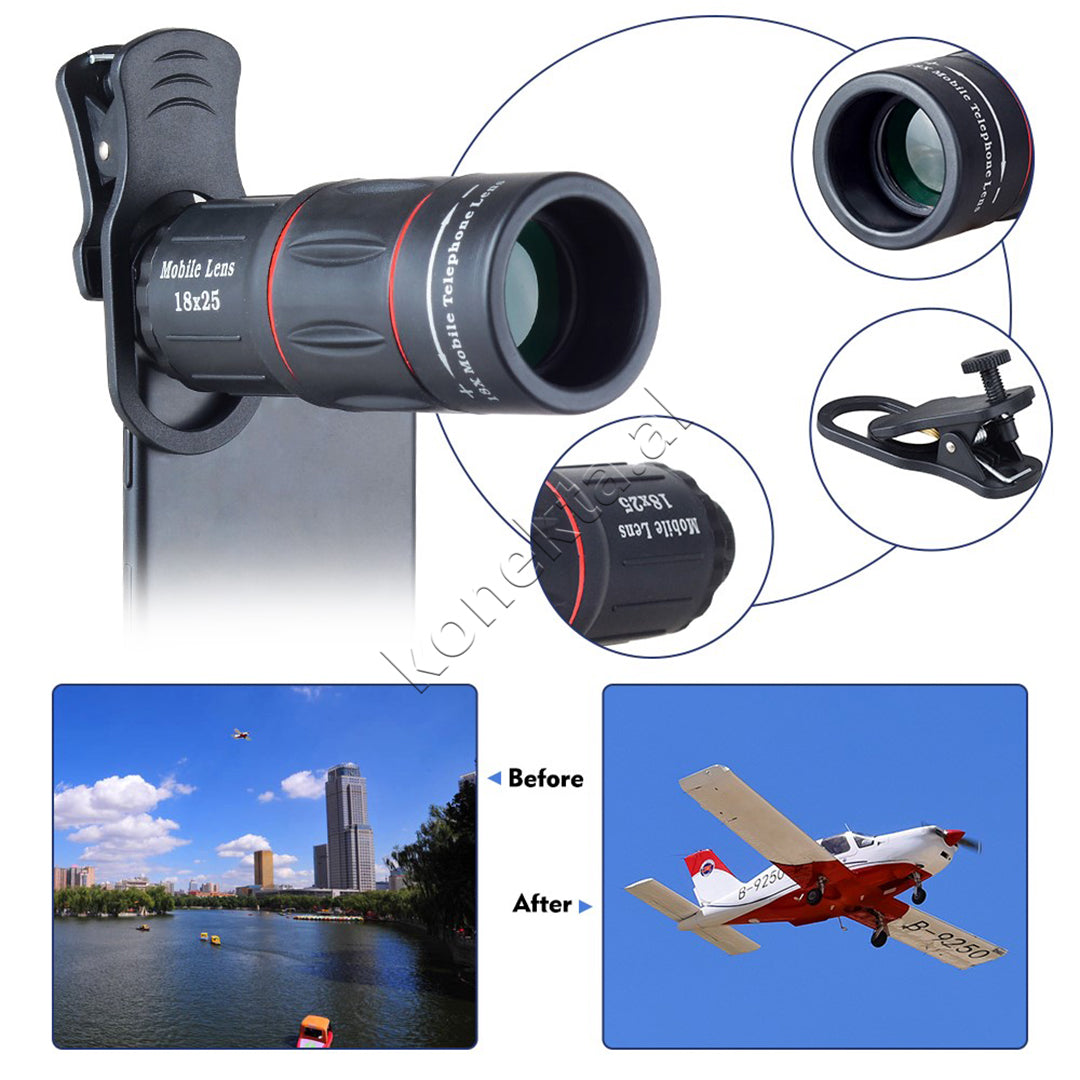 Lente Zmadhuese 18X Per Telefon Apexel Me Kapese Dhe Tripod