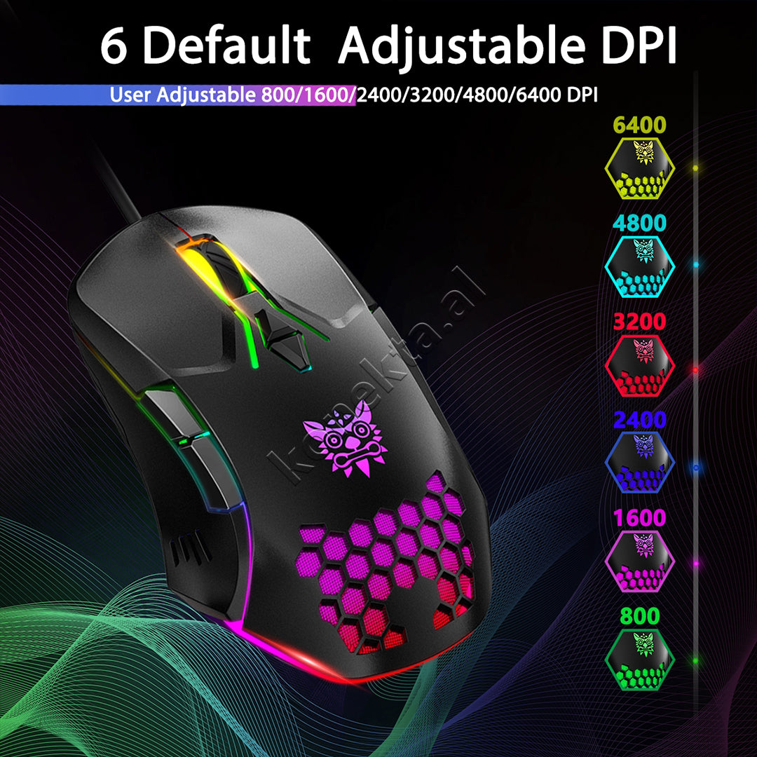 Maus Gaming Me Kabell RGB 6400 DPI Onikuma