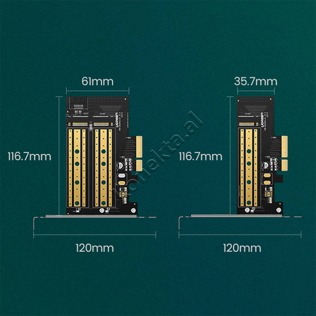 Kartë Zgjeruese UGREEN PCIe 3.0 x4 në SSD M.2 M-Key / B-Key