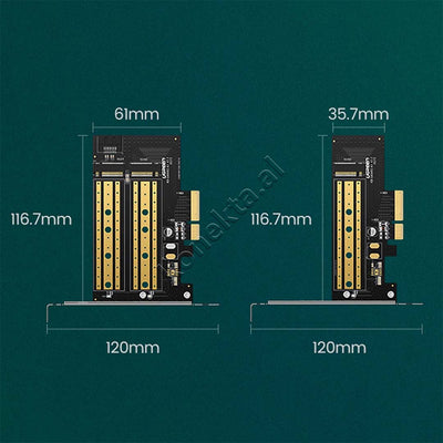 Kartë Zgjeruese UGREEN PCIe 3.0 x4 në SSD M.2 M-Key / B-Key