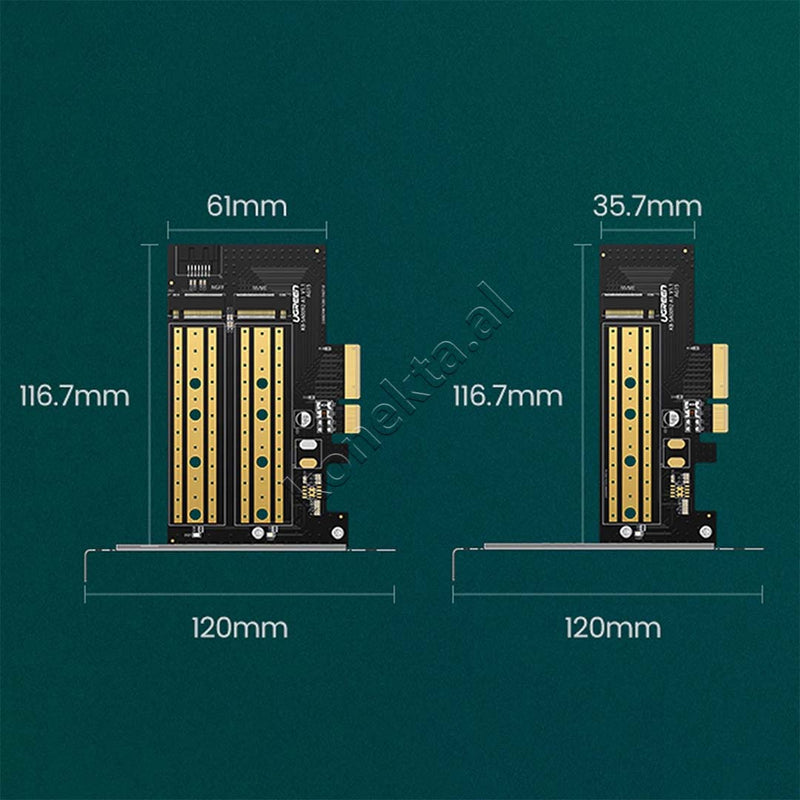 Kartë Zgjeruese UGREEN PCIe 3.0 x4 në SSD M.2 M-Key / B-Key