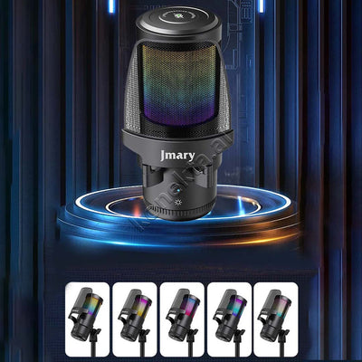 Mikrofon Profesional Me Rrotullim 360° Dhe Drita RGB Jmary