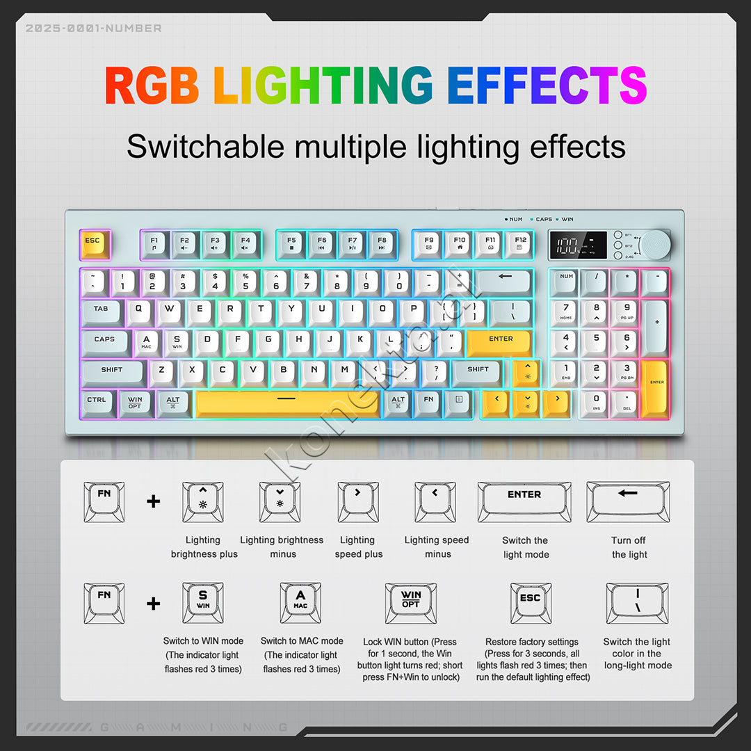 Tastiere Gaming Tri-Mode RGB Me Ekran LCD Onikuma