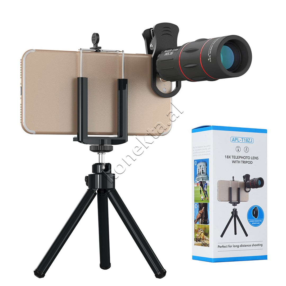 Lente Zmadhuese 18X Per Telefon Apexel Me Kapese Dhe Tripod