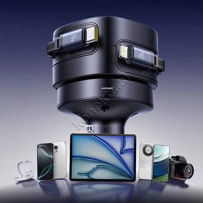 Adaptor Karikimi Per Makine 60W Me Fishe Lightning Dhe Type-C Te Terheqshme Baseus