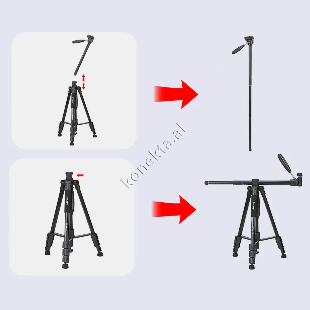 Trekëmbesh (Tripod) Profesional i Çmontueshëm si Monopod me Gjatësi dhe Kënd Të Gradueshëm për Kamera, Telefon, Tablet ,GoPro, SLR,  Etj.