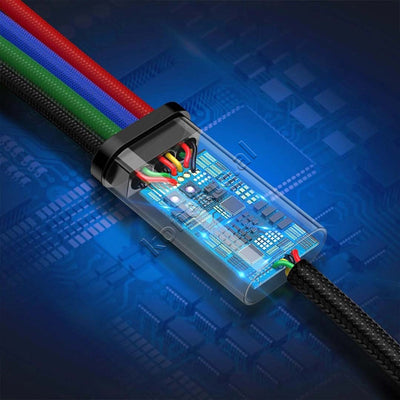Kabell Karikimi Baseus 4 Ne 1 USB-A Ne 2xLightning, 1xUSB-C & 1xMicro USB 3.5A 1.2m