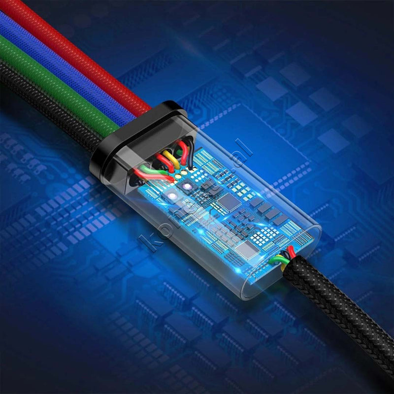 Kabell Karikimi Baseus 4 Ne 1 USB-A Ne 2xLightning, 1xUSB-C & 1xMicro USB 3.5A 1.2m