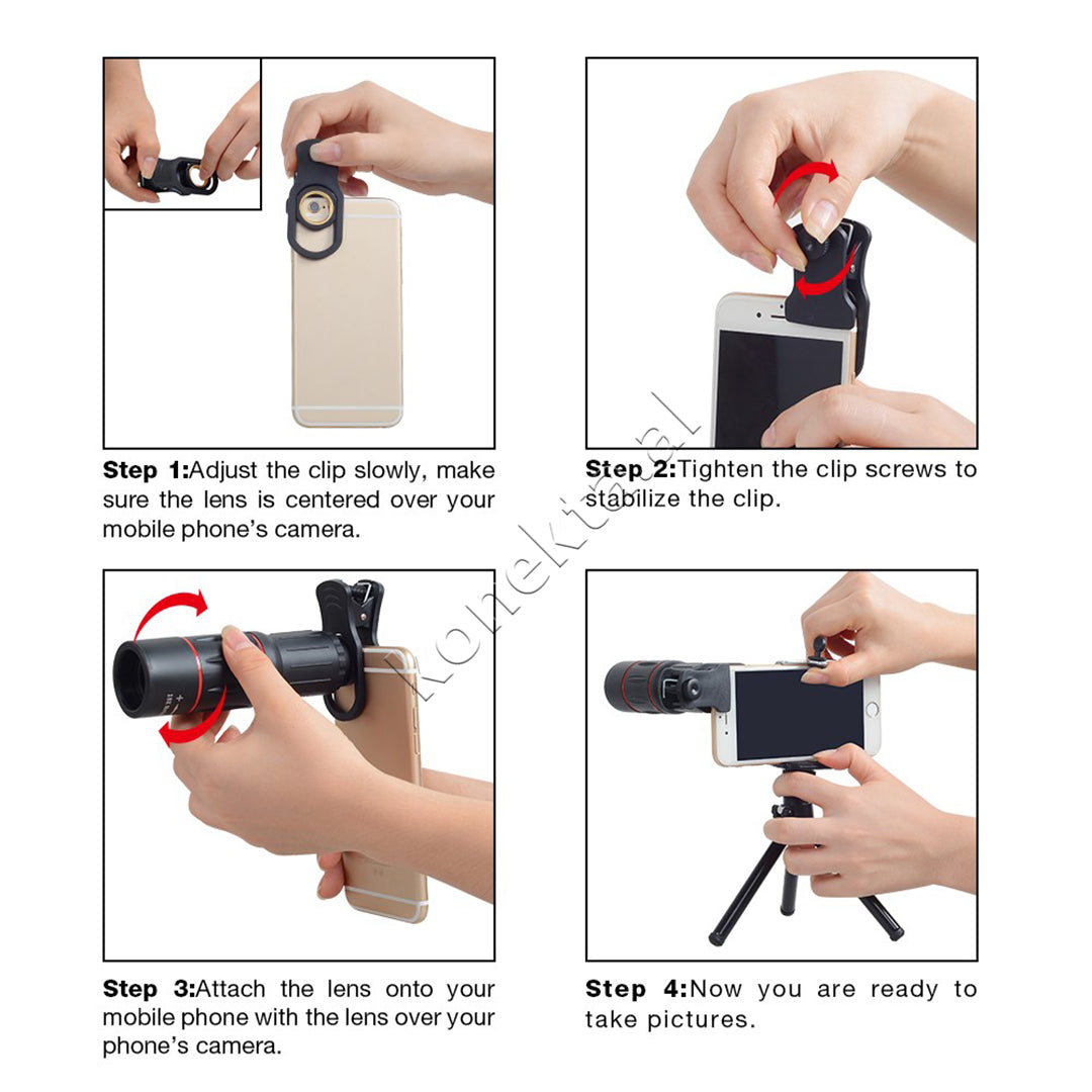 Lente Zmadhuese 18X Per Telefon Apexel Me Kapese Dhe Tripod