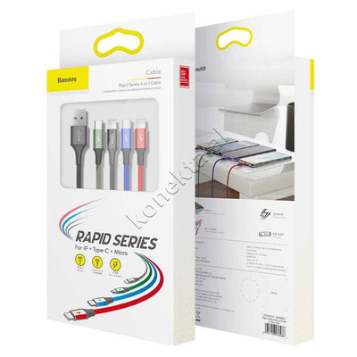 Kabell Karikimi Baseus 4 Ne 1 USB-A Ne 2xLightning, 1xUSB-C & 1xMicro USB 3.5A 1.2m