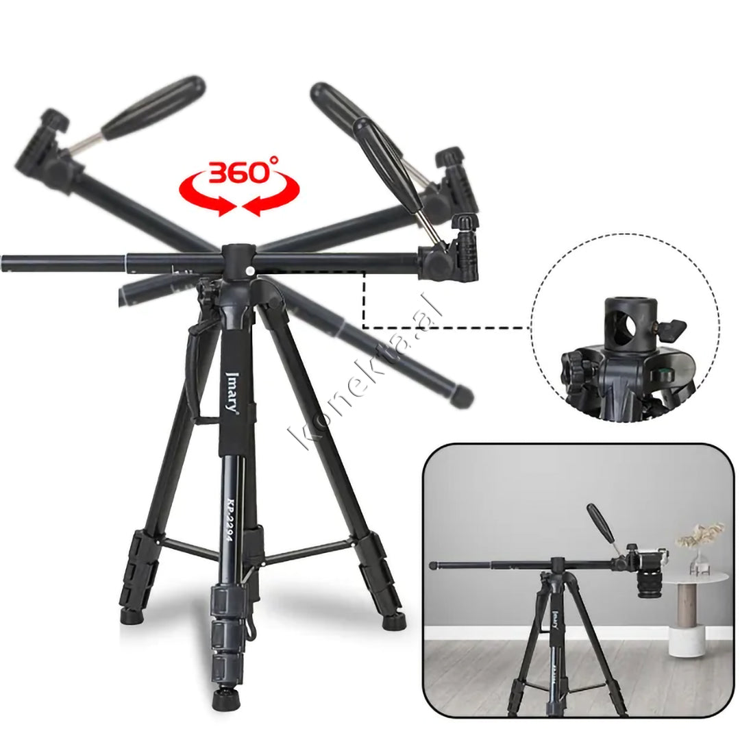 Trekëmbesh (Tripod) Profesional i Çmontueshëm për Regjistrime Dinamike Vertikale dhe Horizontale si Monopod me Gjatësi dhe Kënd Të Gradueshëm për Kamera, Telefon, Tablet ,GoPro, SLR,  Etj.