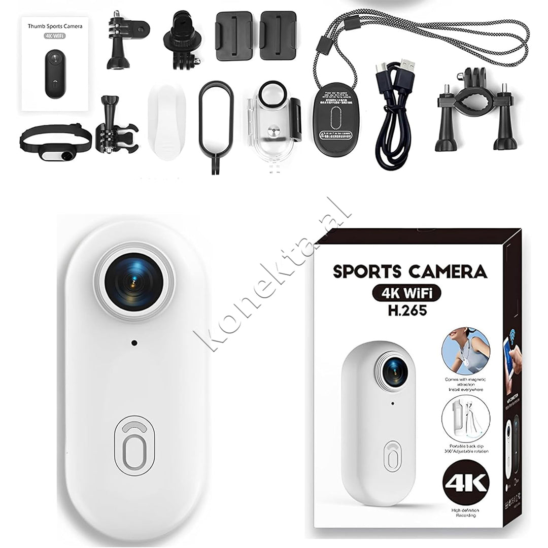 Mini Kamera Sportive 4K Wi-Fi Me Lente Ultra Te Gjere 120°