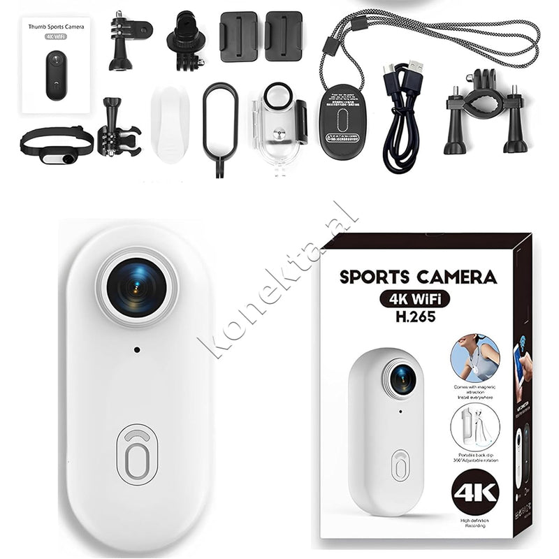 Mini Kamera Sportive 4K Wi-Fi Me Lente Ultra Te Gjere 120°