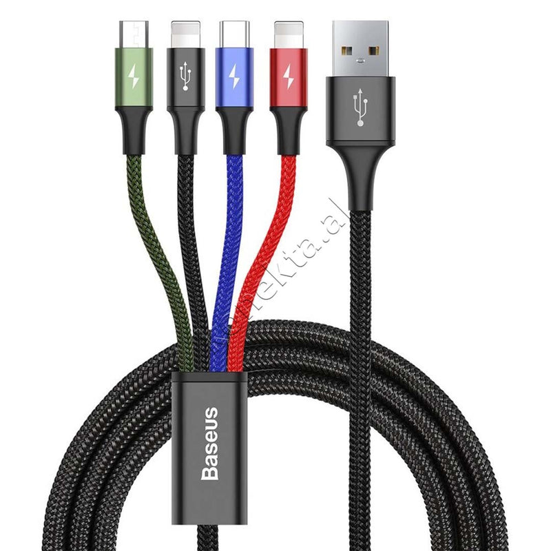 Kabell Karikimi Baseus 4 Ne 1 USB-A Ne 2xLightning, 1xUSB-C & 1xMicro USB 3.5A 1.2m