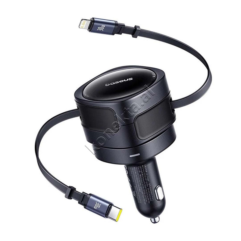 Adaptor Karikimi Per Makine 60W Me Fishe Lightning Dhe Type-C Te Terheqshme Baseus