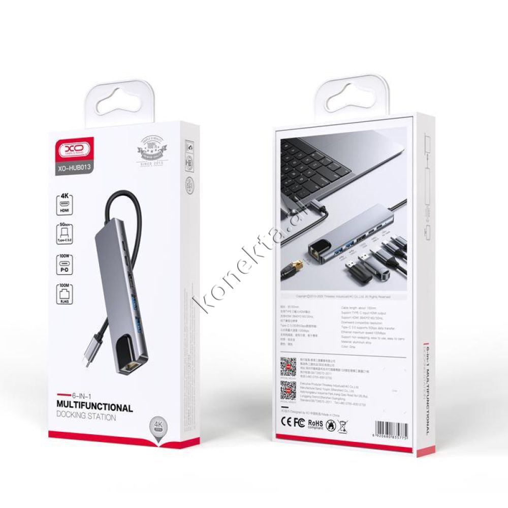 Adaptor Me Shume Porta 6 Ne 1 XO Per Laptop/Tablet/Telefon Me Porte Type-C