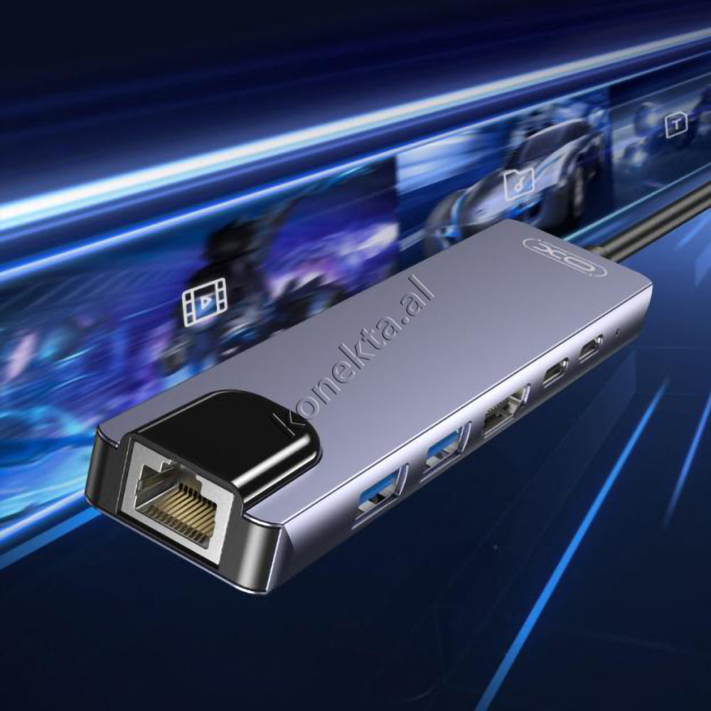 Adaptor Me Shume Porta 6 Ne 1 XO Per Laptop/Tablet/Telefon Me Porte Type-C