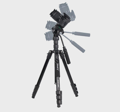 Trekëmbesh (Tripod) Profesional me Kokë Hidraulike i Çmontueshëm si Monopod dhe Gjatësi e Kënd Të Gradueshëm për Kamera, Telefon, Tablet ,GoPro, SLR,  Etj.