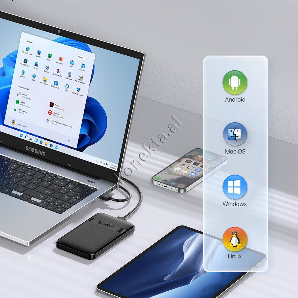 Mbajtese Dhe Lexuese Hard Disk / SSD 2.5" Orico Me Porte Type-C