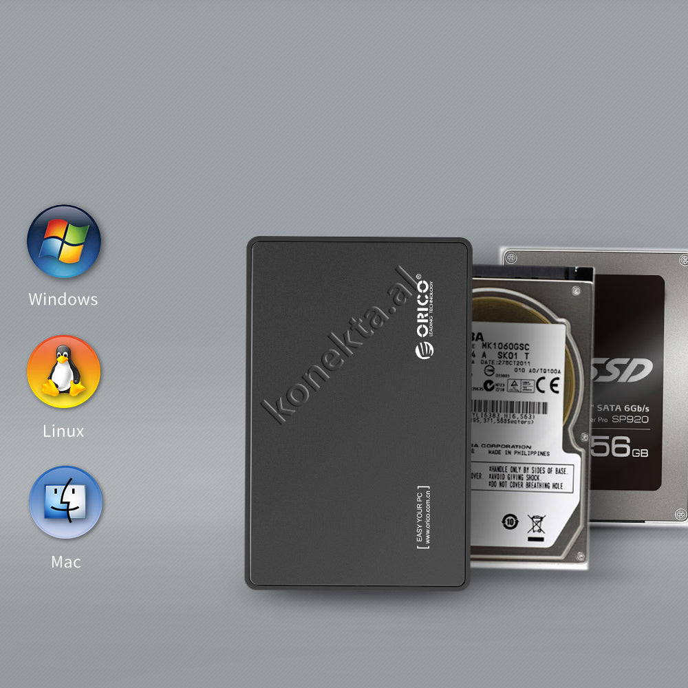 Mbajtese Dhe Lexuese Hard Disk / SSD 2.5" Orico Me Porte Type-C