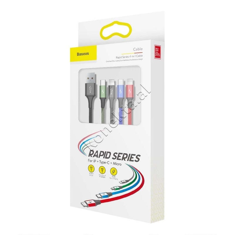 Kabell Karikimi Baseus 4 Ne 1 USB-A Ne 2xLightning, 1xUSB-C & 1xMicro USB 3.5A 1.2m