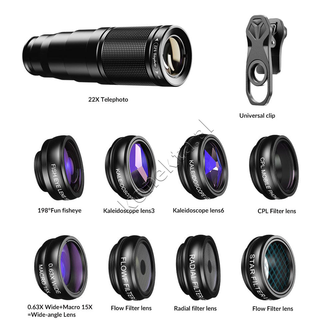 Set Lente Zmadhimi 22X 10 Ne 1 Per Smartphone Apexel