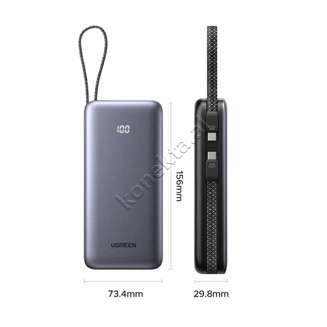 Bateri e Jashtme 20000mAh 30W Me Kabllo Te Integruara Ugreen