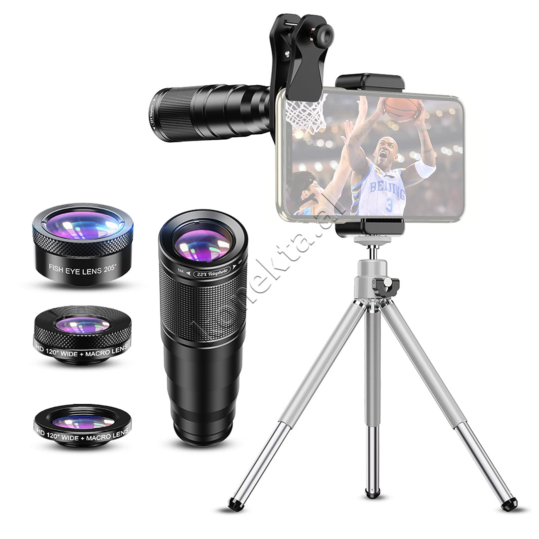 Set Lentesh 22X 4 Ne 1 Apexel Per Smartphone Me Tripod
