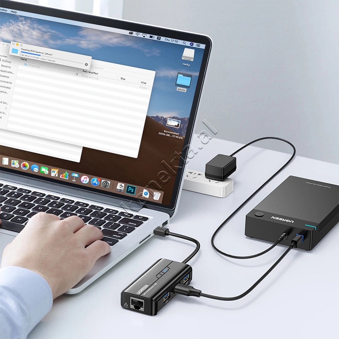 Adaptor Rrjeti Gigabit Me HUB USB 3.0 Ugreen