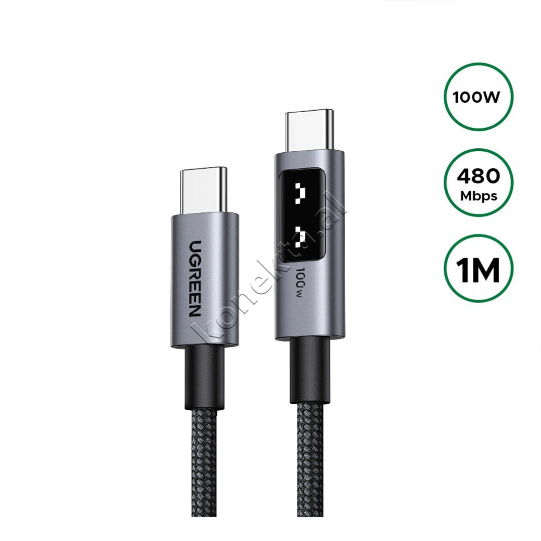 Kabell USB-C (M) Ne USB-C (M) Uno 100W 5A 1m Ugreen