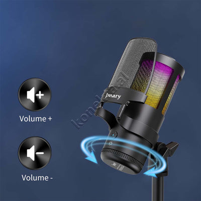 Mikrofon Profesional Me Rrotullim 360° Dhe Drita RGB Jmary