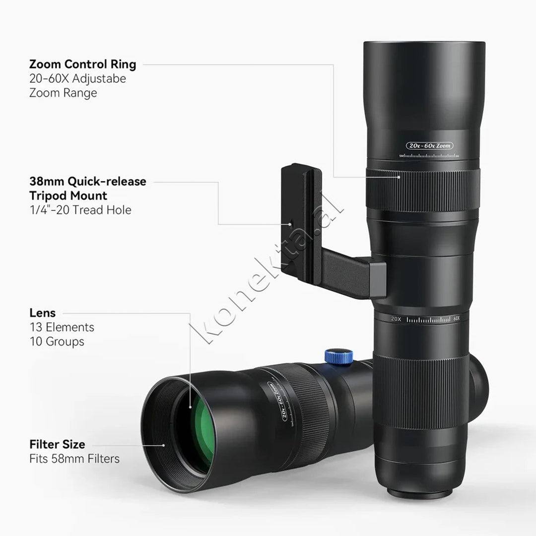 Set Lente Zmadhuese 20-60X Per Smartphone Me Tripod Apexel