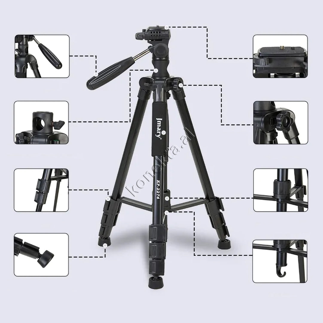 Trekëmbesh (Tripod) Profesional i Çmontueshëm si Monopod me Gjatësi dhe Kënd Të Gradueshëm për Kamera, Telefon, Tablet ,GoPro, SLR,  Etj.