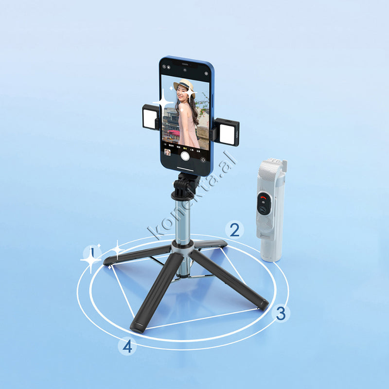 Mbajtese Telefoni dhe Tripod Me Bluetooth dhe Panel Digjital Per Selfie ose Video Live