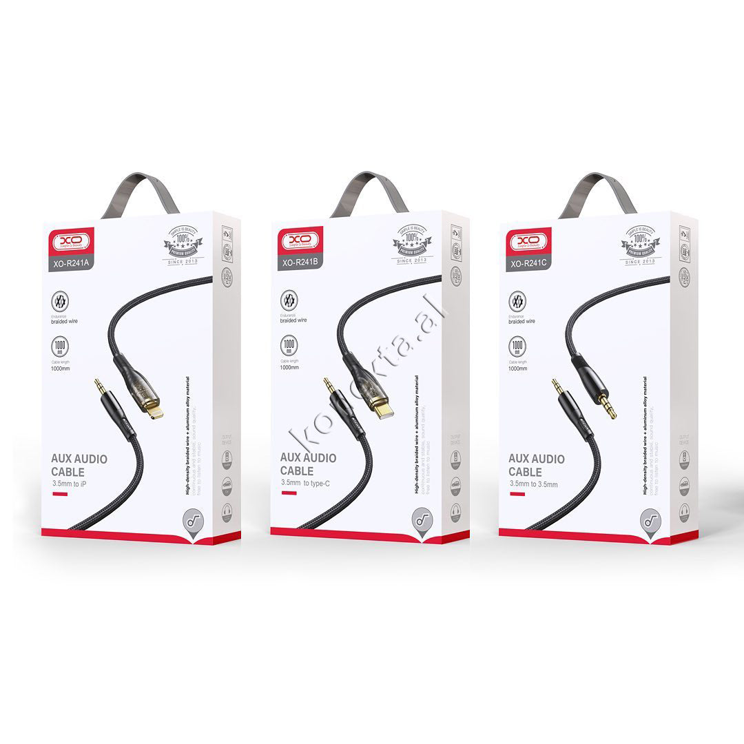 Kabell AUX 1m XO Lightning / Type-C / AUX  Ne AUX 3.5mm