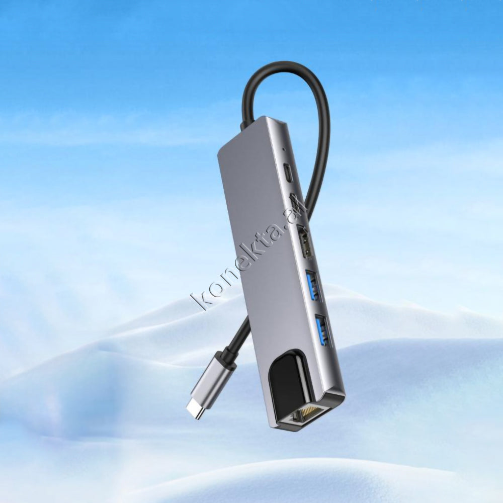 Adaptor Me Shume Porta 6 Ne 1 XO Per Laptop/Tablet/Telefon Me Porte Type-C