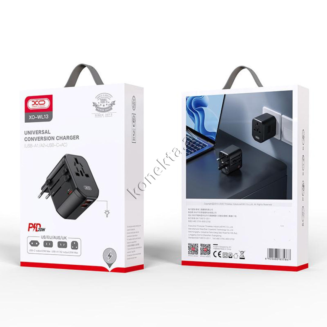 Adaptor Karikimi Me 4 Priza / Spina  Multinacionale dhe 3 Porta Karikimi