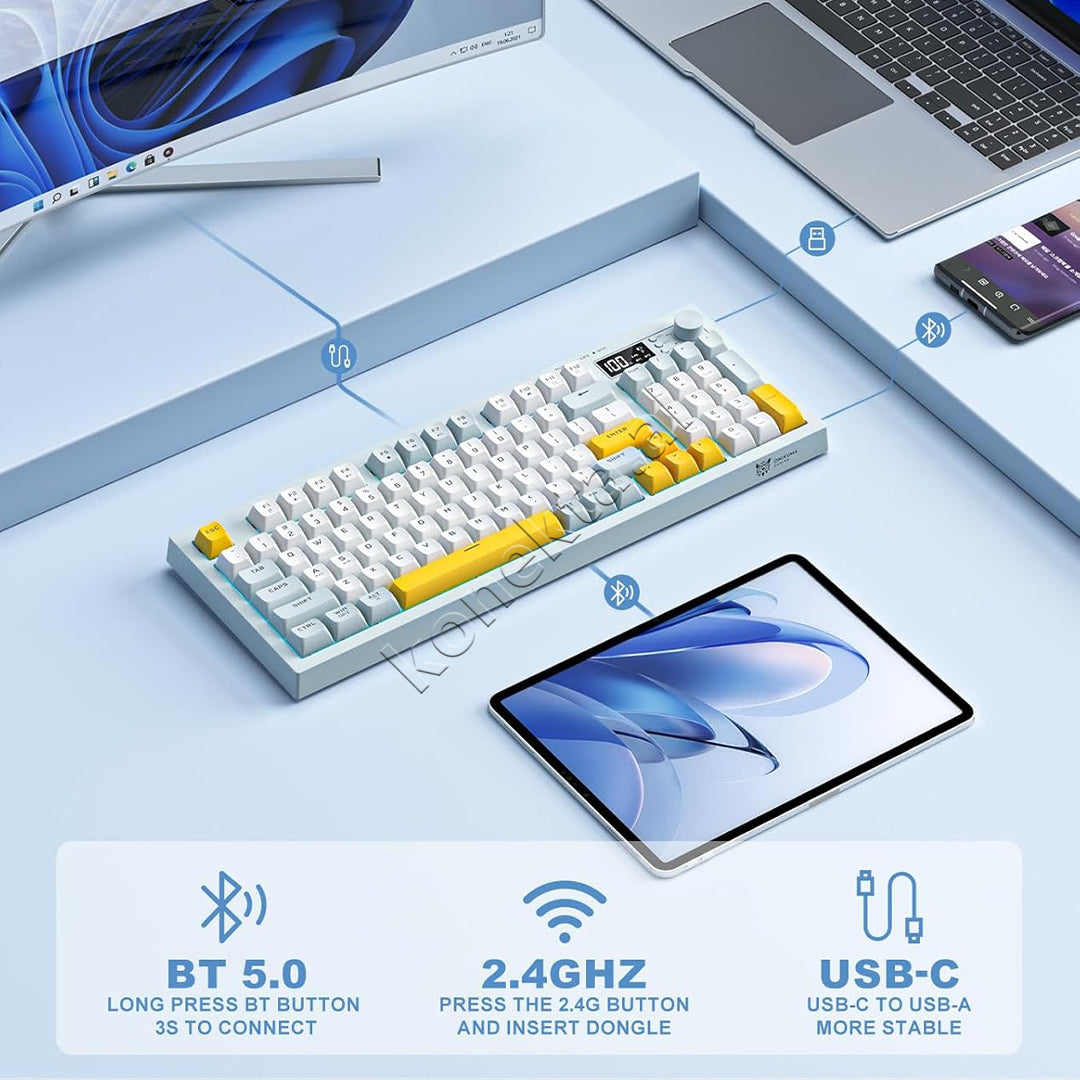 Tastiere Gaming Tri-Mode RGB Me Ekran LCD Onikuma