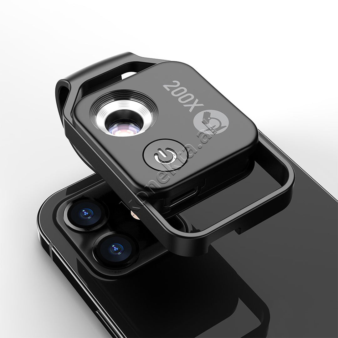 Lente Mikroskopike 200X HD Per Telefon Me Drite LED Apexel