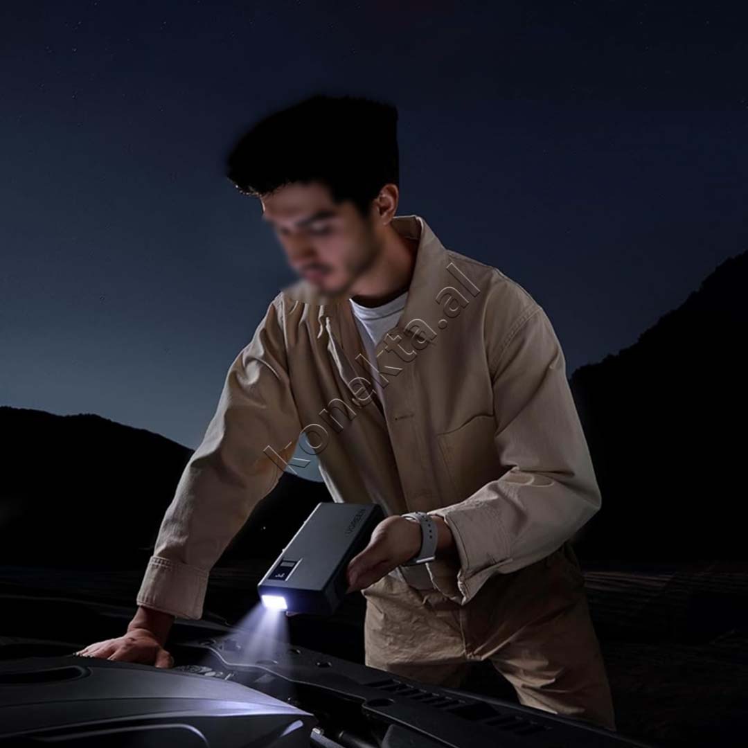 Bateri E Jashtme Multifunksionale Starter 12'000mAh Per Makine Me Panel Digjital Dhe Drite