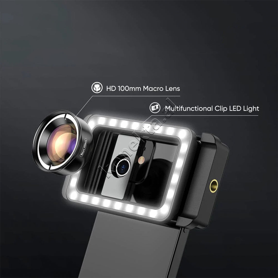Set Lente Makro HD 100mm Me Drite Led Apexel