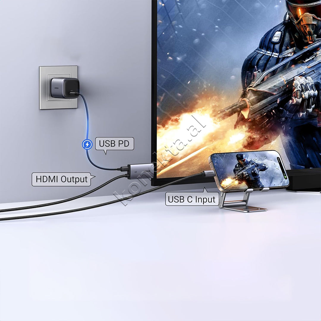 Kabell USB-C (M) Ne HDMI (M) 4K Me Porte PD Ugreen 2m