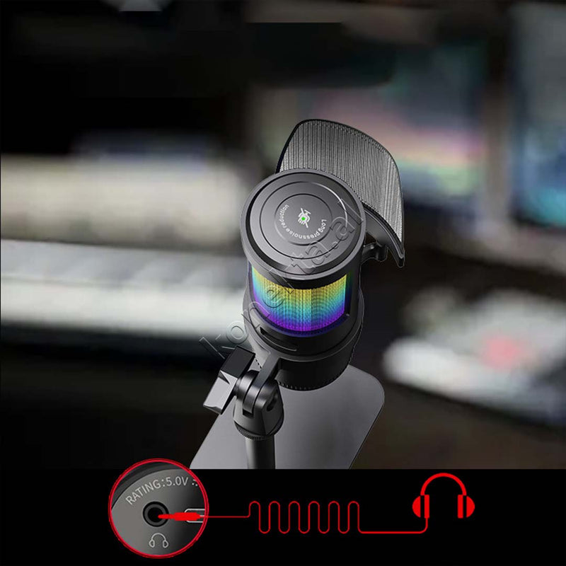 Mikrofon Profesional Me Rrotullim 360° Dhe Drita RGB Jmary
